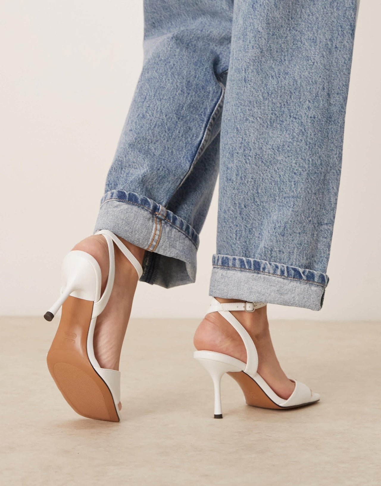ASOS DESIGN Hollow barely there heeled sandals in white - ASOS Sample Sale EU Store