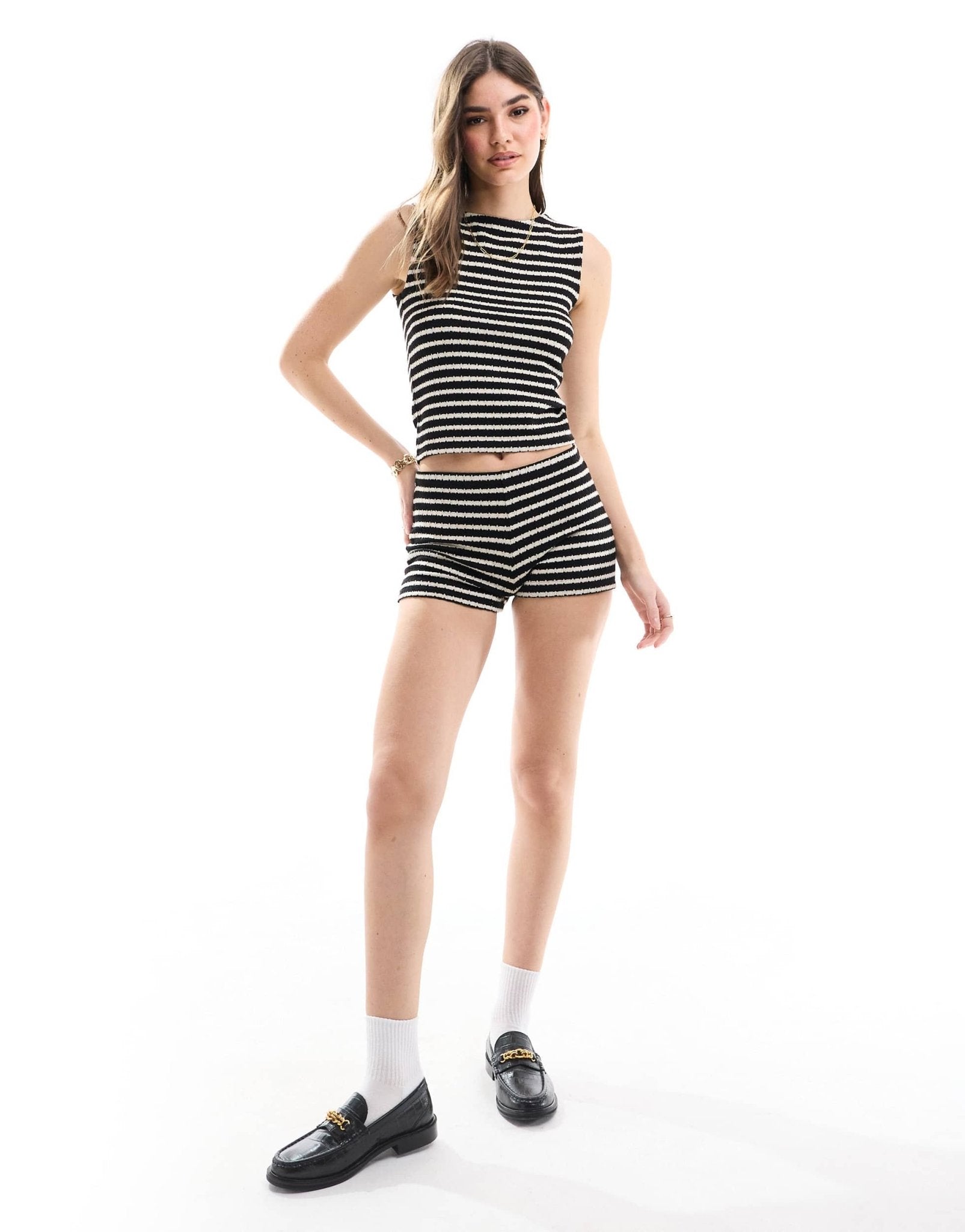 ASOS DESIGN hotpant co ord in beige stripe - ASOS Sample Sale EU Store