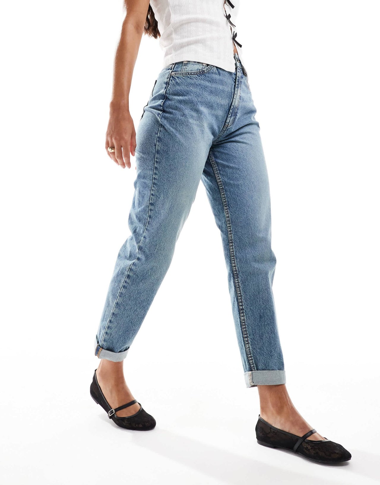 ASOS DESIGN Hourglass high rise relaxed mom jean in vintage wash - ASOS Sample Sale EU Store