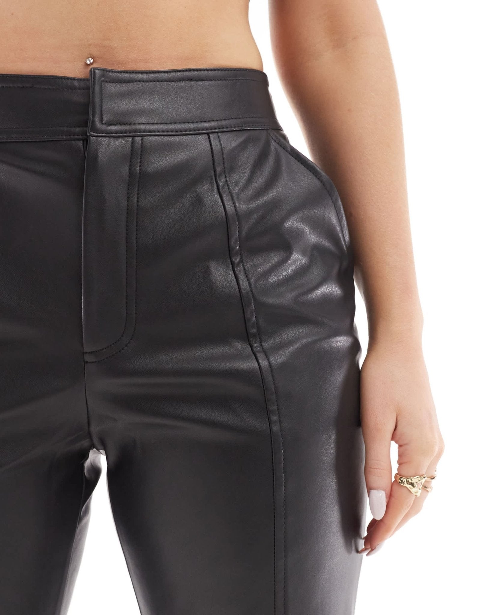 ASOS DESIGN Hourglass premium faux leather straight leg trouser in black - ASOS Sample Sale EU Store