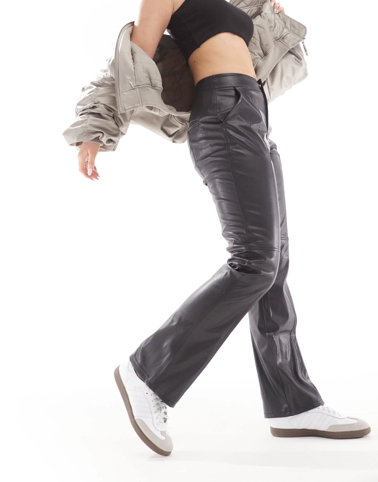 ASOS DESIGN Hourglass premium faux leather straight leg trouser in black - ASOS Sample Sale EU Store