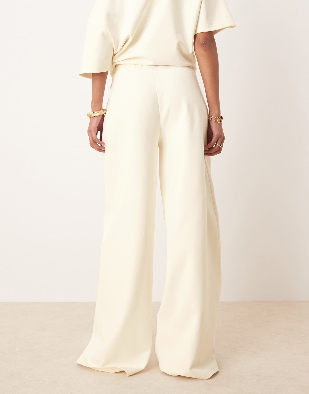 ASOS DESIGN interlock super wide leg trouser in coconut milk co - ord - ASOS Sample Sale EU Store