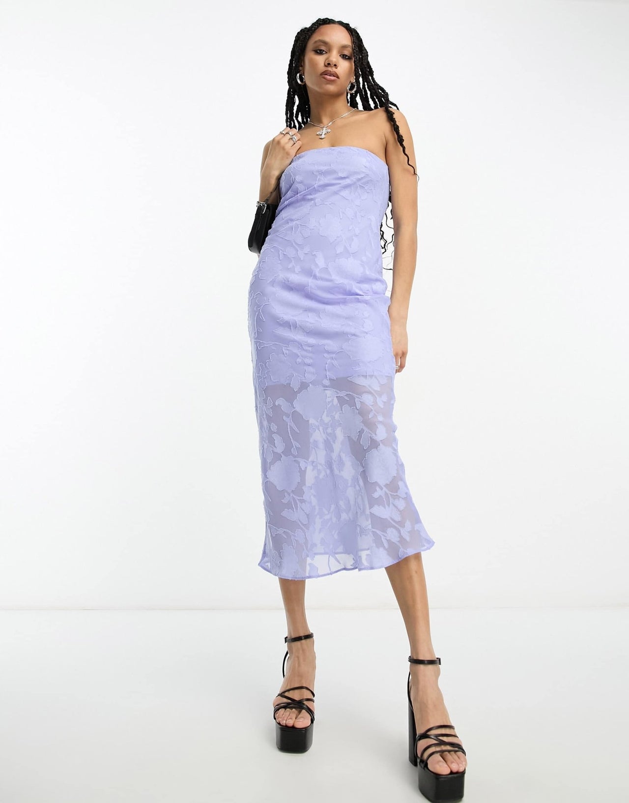 ASOS DESIGN jacquard bandeau midi dress in cornflower blue - ASOS Sample Sale EU Store