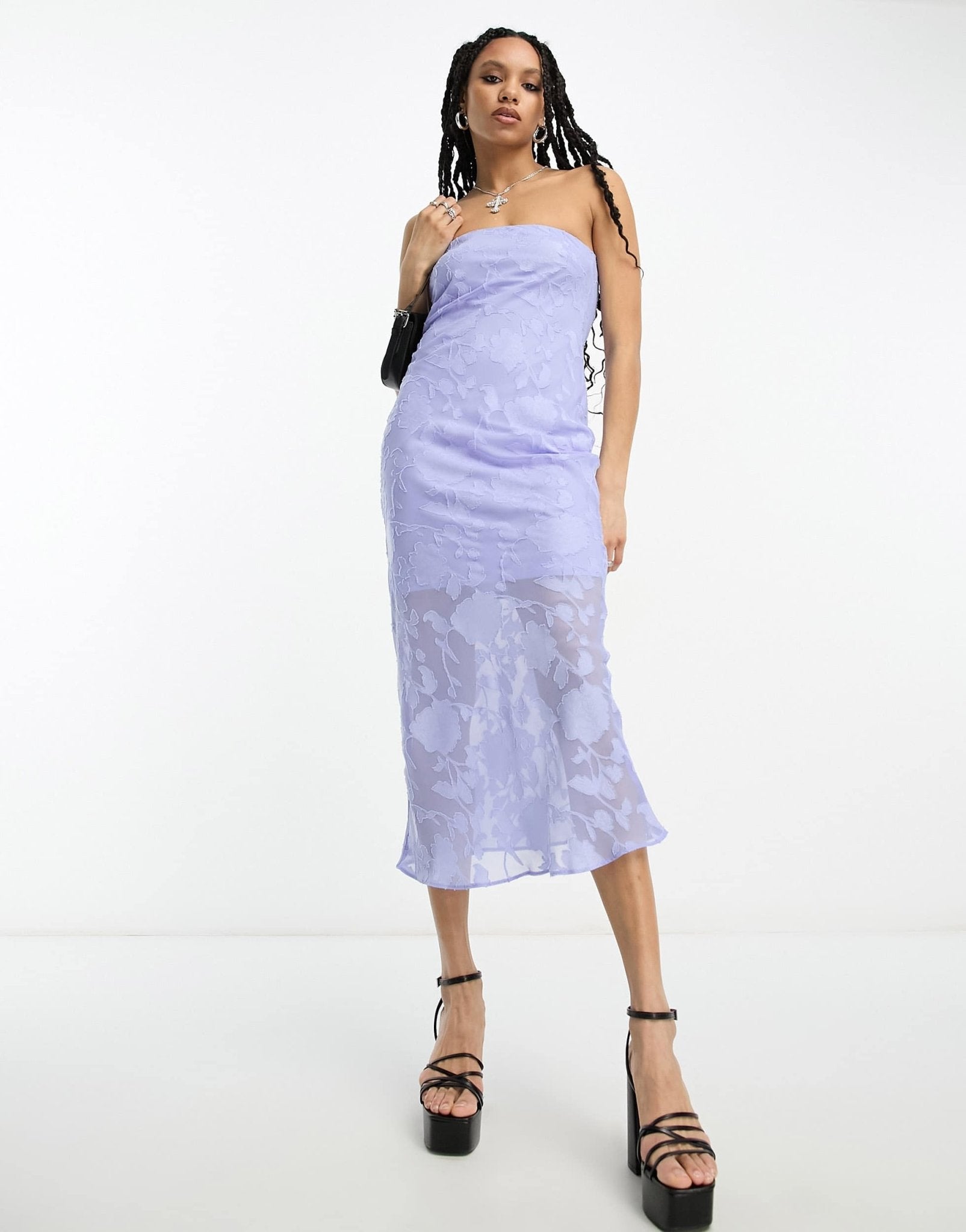 ASOS DESIGN jacquard bandeau midi dress in cornflower blue - ASOS Sample Sale EU Store