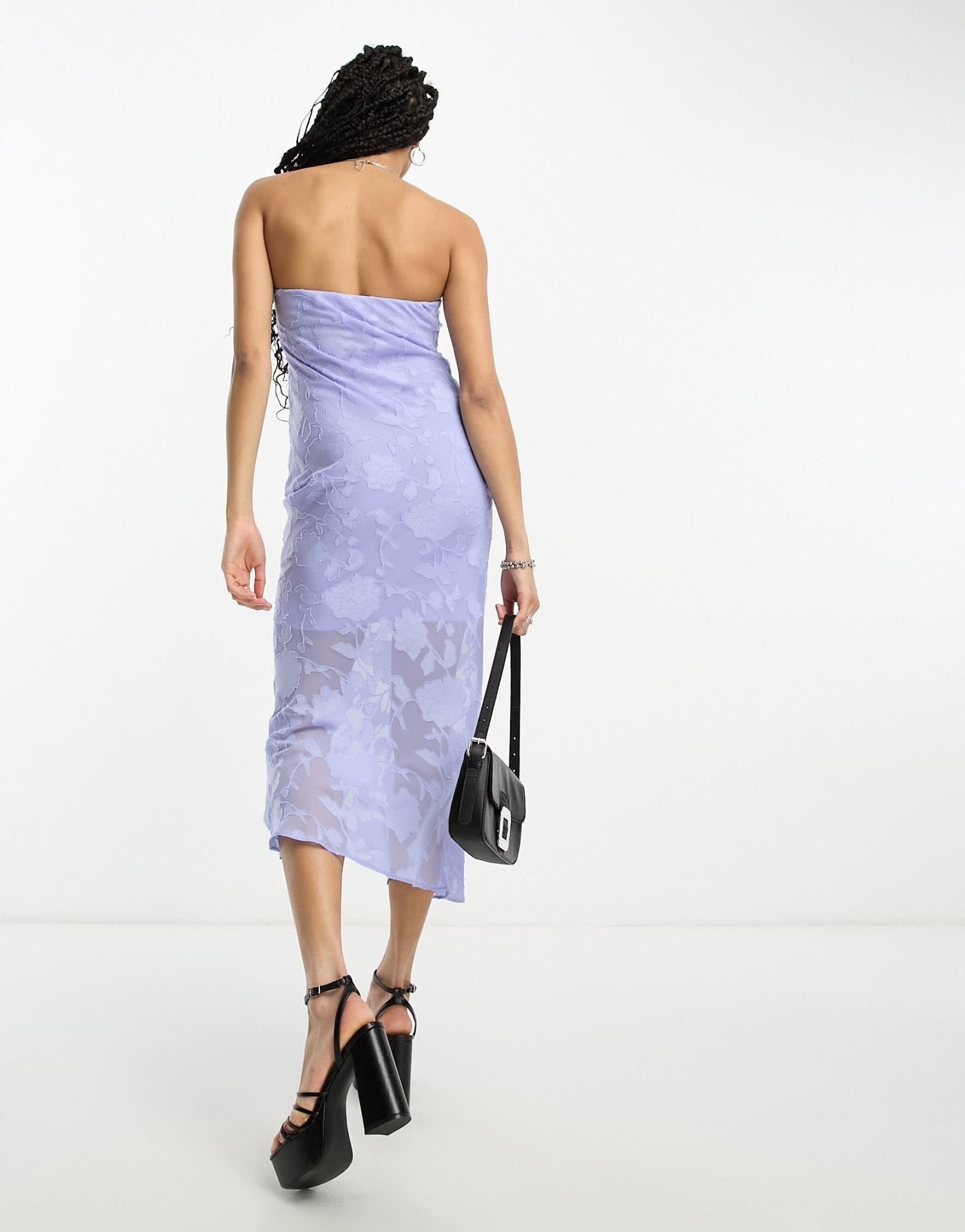 ASOS DESIGN jacquard bandeau midi dress in cornflower blue - ASOS Sample Sale EU Store