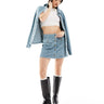ASOS DESIGN jumbo cord button through mini skirt in blue