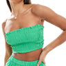 ASOS DESIGN Kaye cotton shirred bandeau beach top in bright green