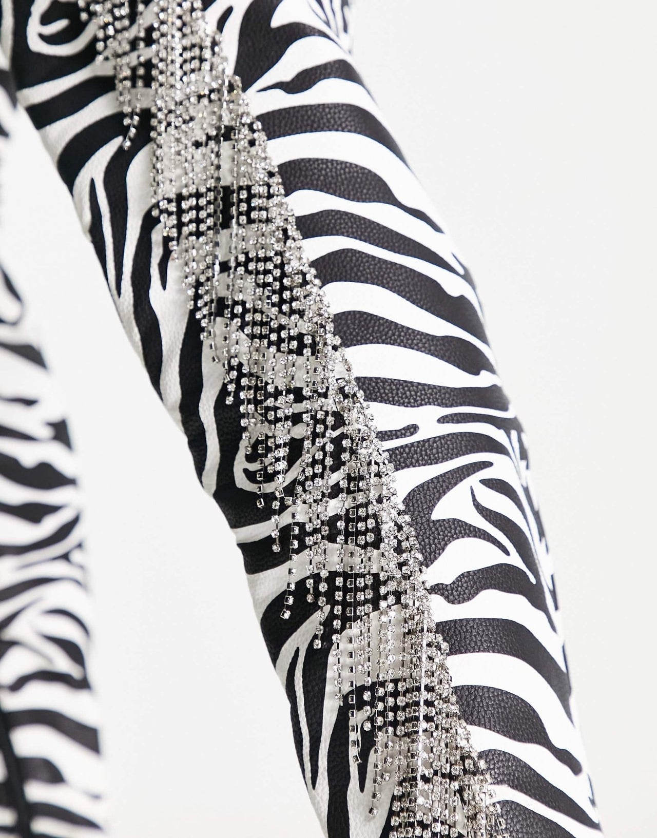 ASOS DESIGN Kim embellished heeled over the knee boots in zebra - ASOS Sample Sale EU Store