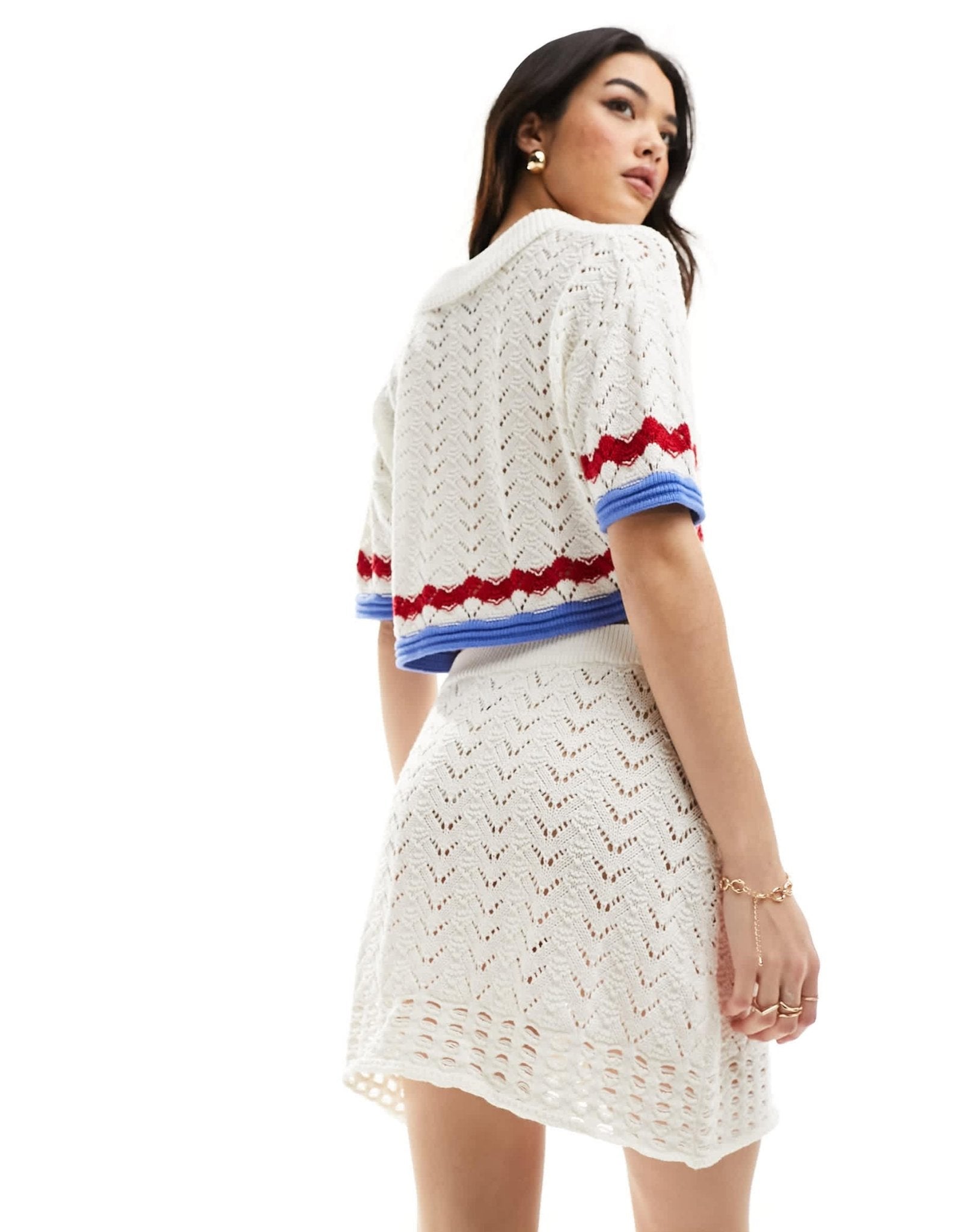 ASOS DESIGN knitted a line mini skirt in textured stitch in white - ASOS Sample Sale EU Store