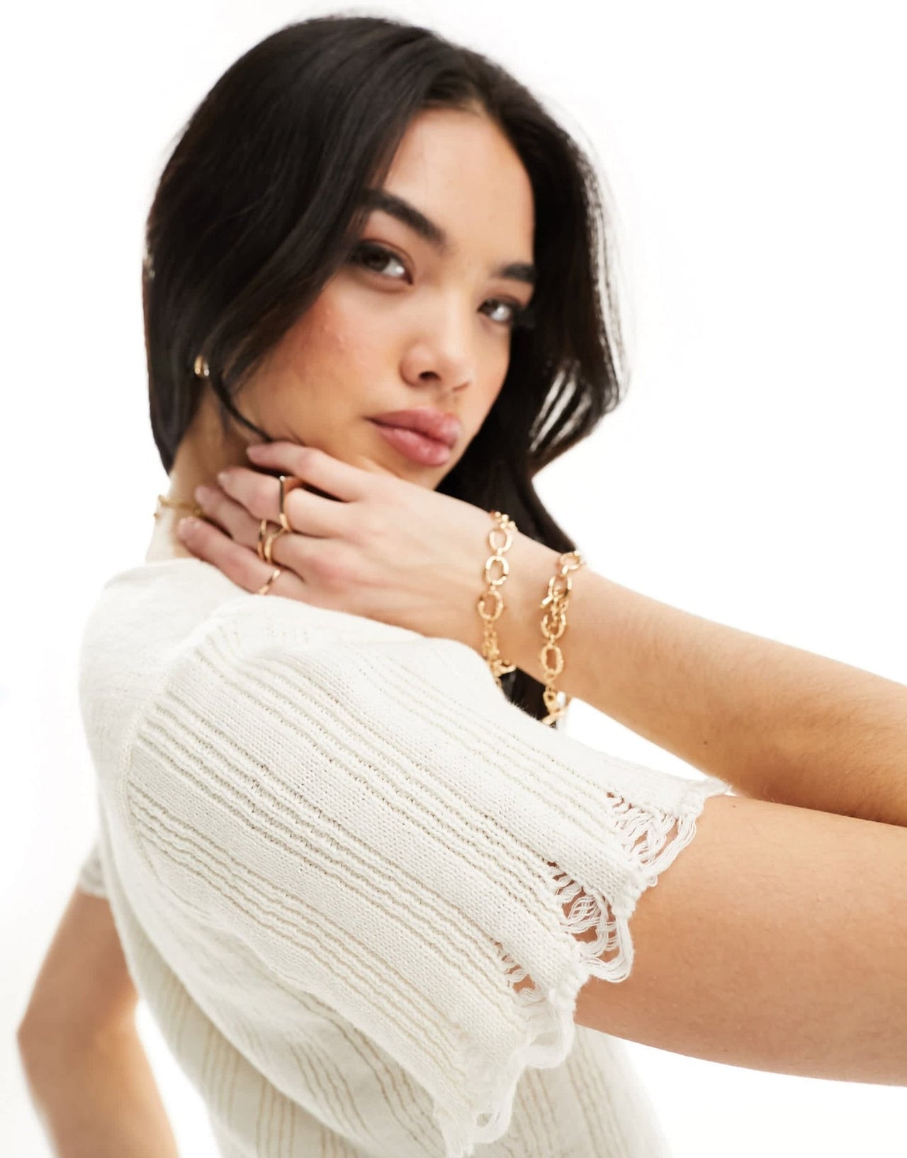 ASOS DESIGN knitted baby t-shirt in rib in cream - ASOS Sample Sale EU Store