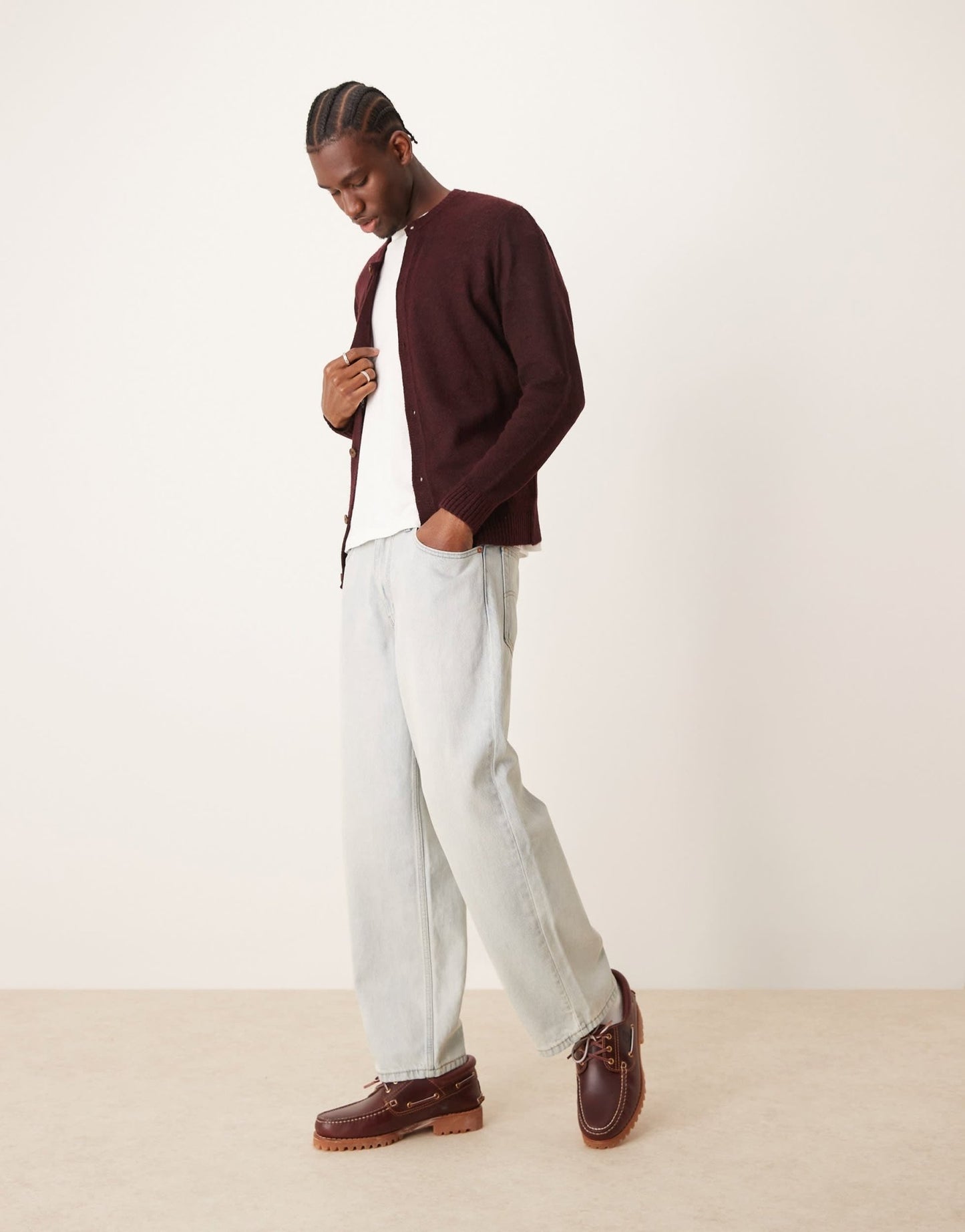 ASOS DESIGN knitted cardigan in burgundy - ASOS Sample Sale EU Store