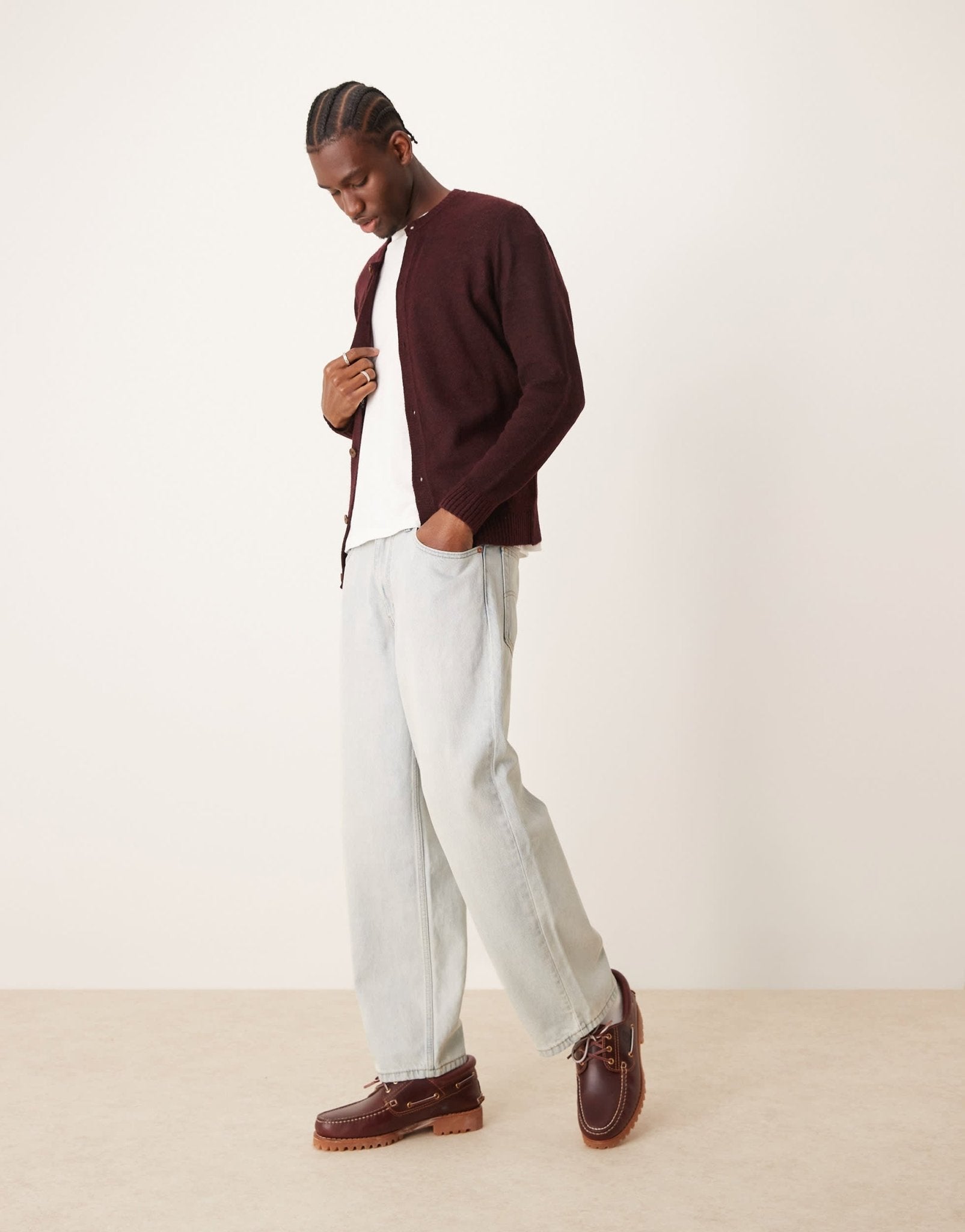 ASOS DESIGN knitted cardigan in burgundy - ASOS Sample Sale EU Store