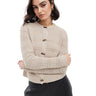Cardigan lavorato a maglia con bottoni a fibbia ASOS DESIGN in crema
