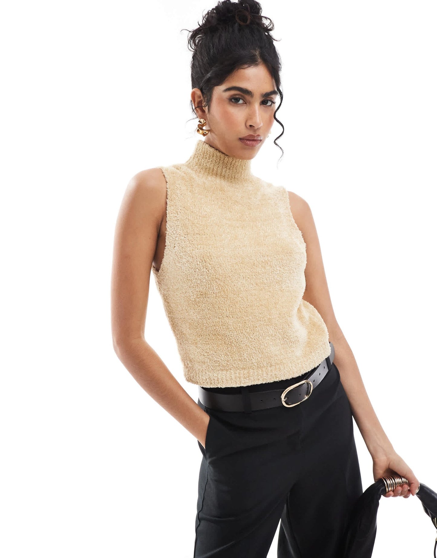 ASOS DESIGN knitted chenille tank in eyelash yarn in gold - ASOS Sample Sale EU Store