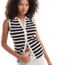 ASOS DESIGN knitted collared waistcoat in red and blue stripe