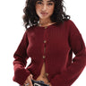 Cardigan lavorato a maglia ASOS DESIGN con scollo rotondo in bordeaux