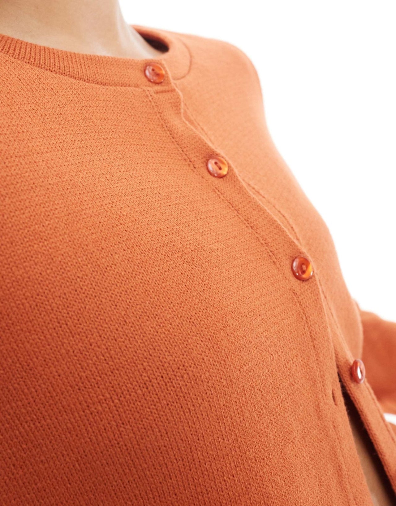 ASOS DESIGN knitted crew neck cropped cardigan in orange - ASOS Sample Sale EU Store