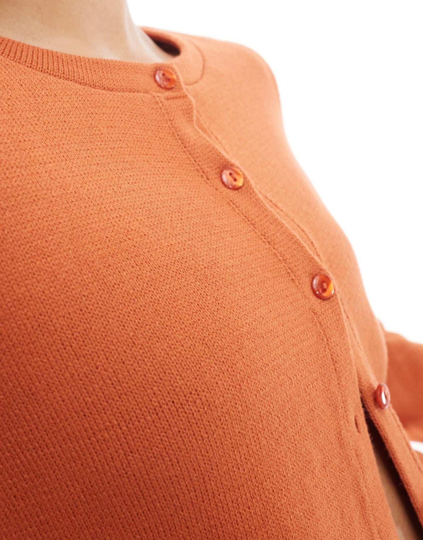 ASOS DESIGN knitted crew neck cropped cardigan in orange - ASOS Sample Sale EU Store