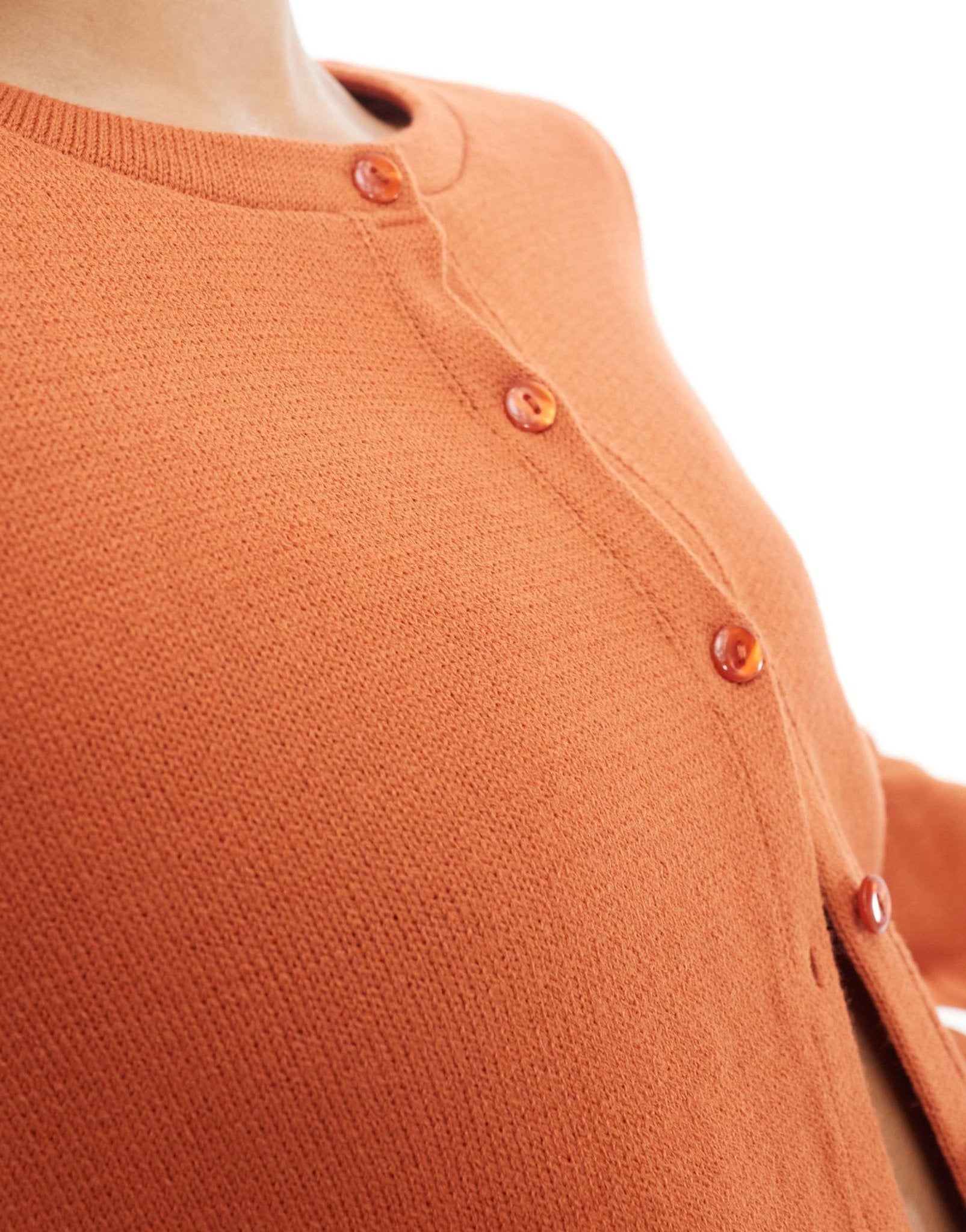ASOS DESIGN knitted crew neck cropped cardigan in orange - ASOS Sample Sale EU Store