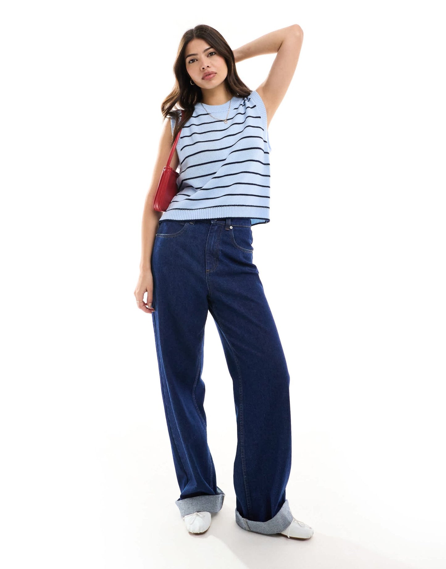 ASOS DESIGN knitted crew neck tank in blue stripe - ASOS Sample Sale EU Store