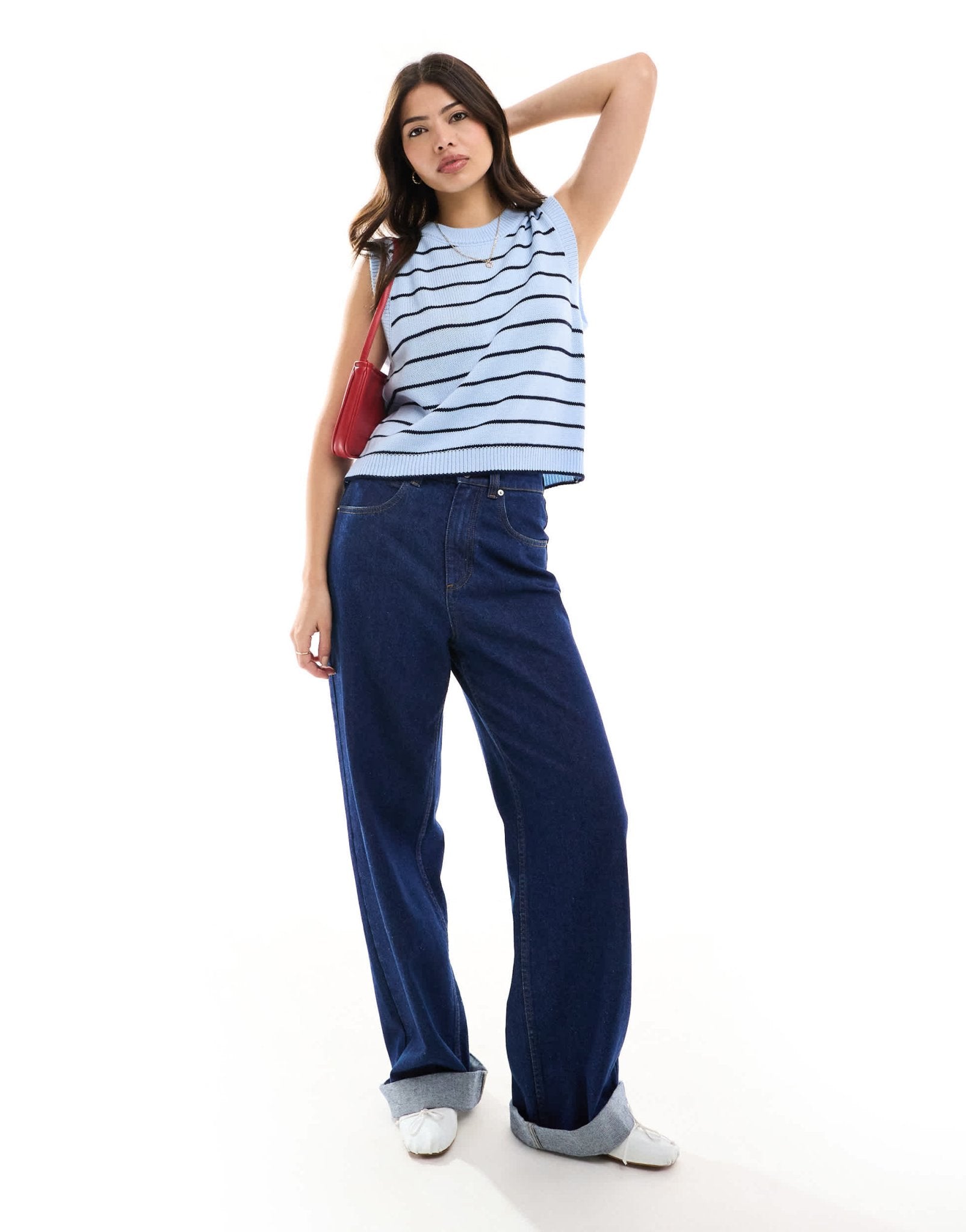 ASOS DESIGN knitted crew neck tank in blue stripe - ASOS Sample Sale EU Store