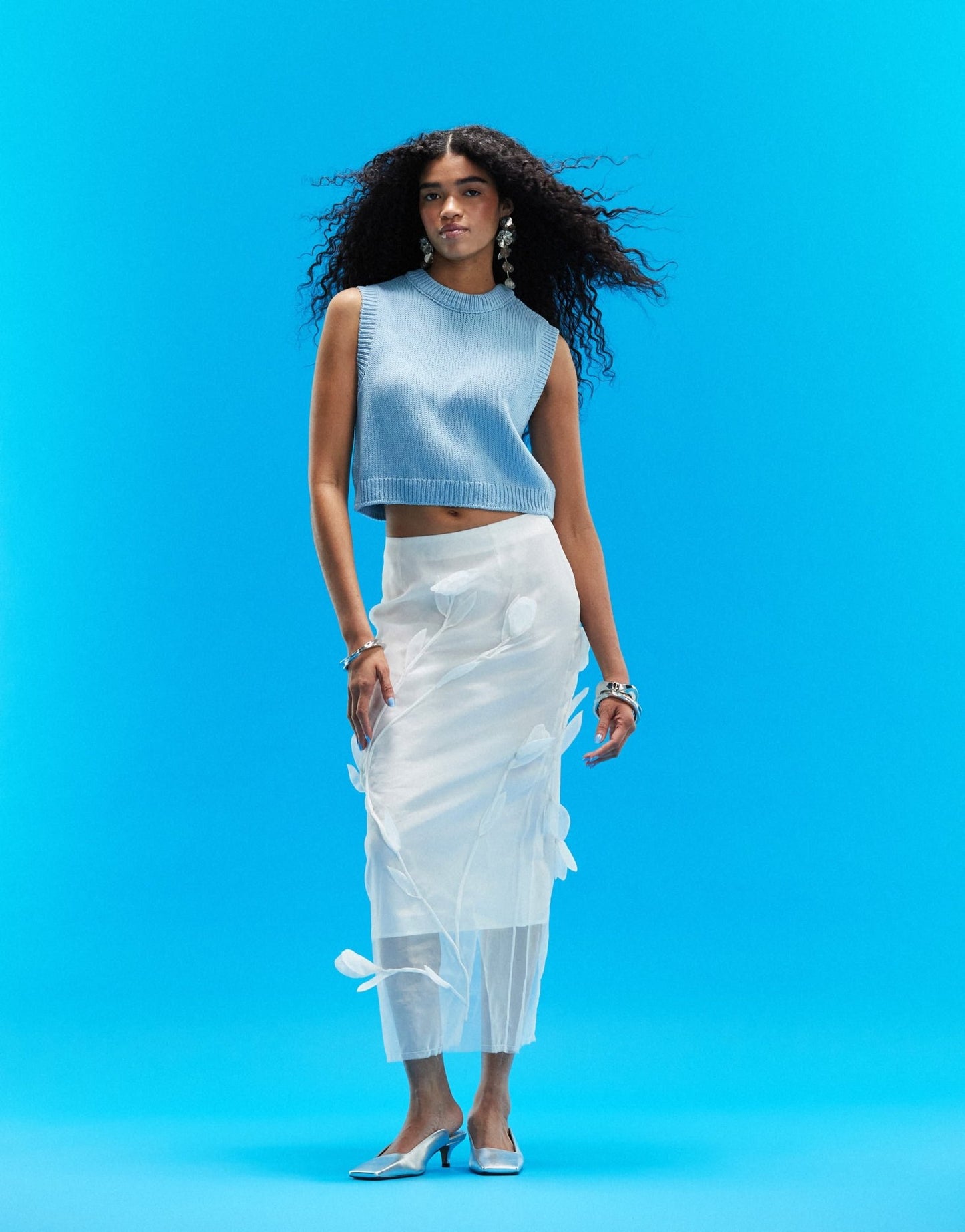 ASOS DESIGN knitted cropped tank in blue - ASOS Sample Sale EU Store