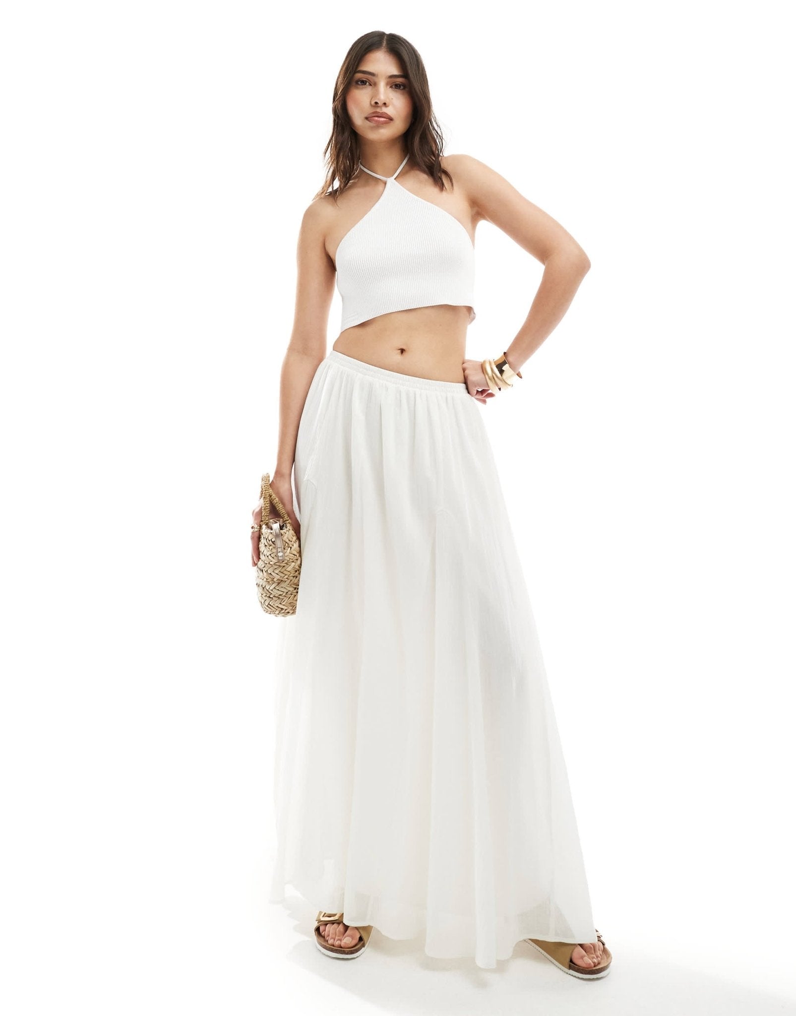 ASOS DESIGN knitted halter neck top in white - ASOS Sample Sale EU Store