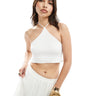 ASOS DESIGN knitted halter neck top in white