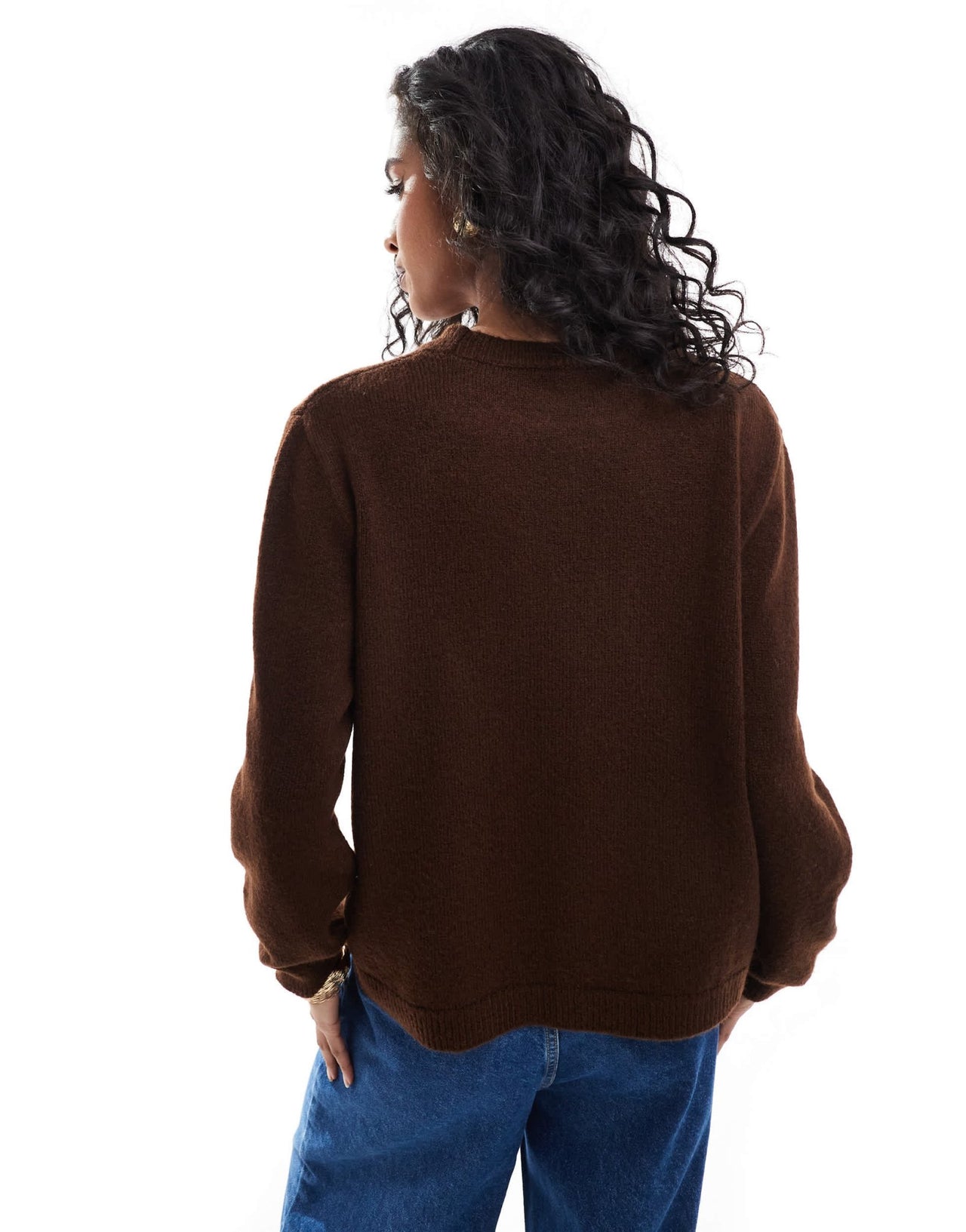ASOS DESIGN knitted jumper with New York graphic in chocolate brown - ASOS Sample Sale EU Store