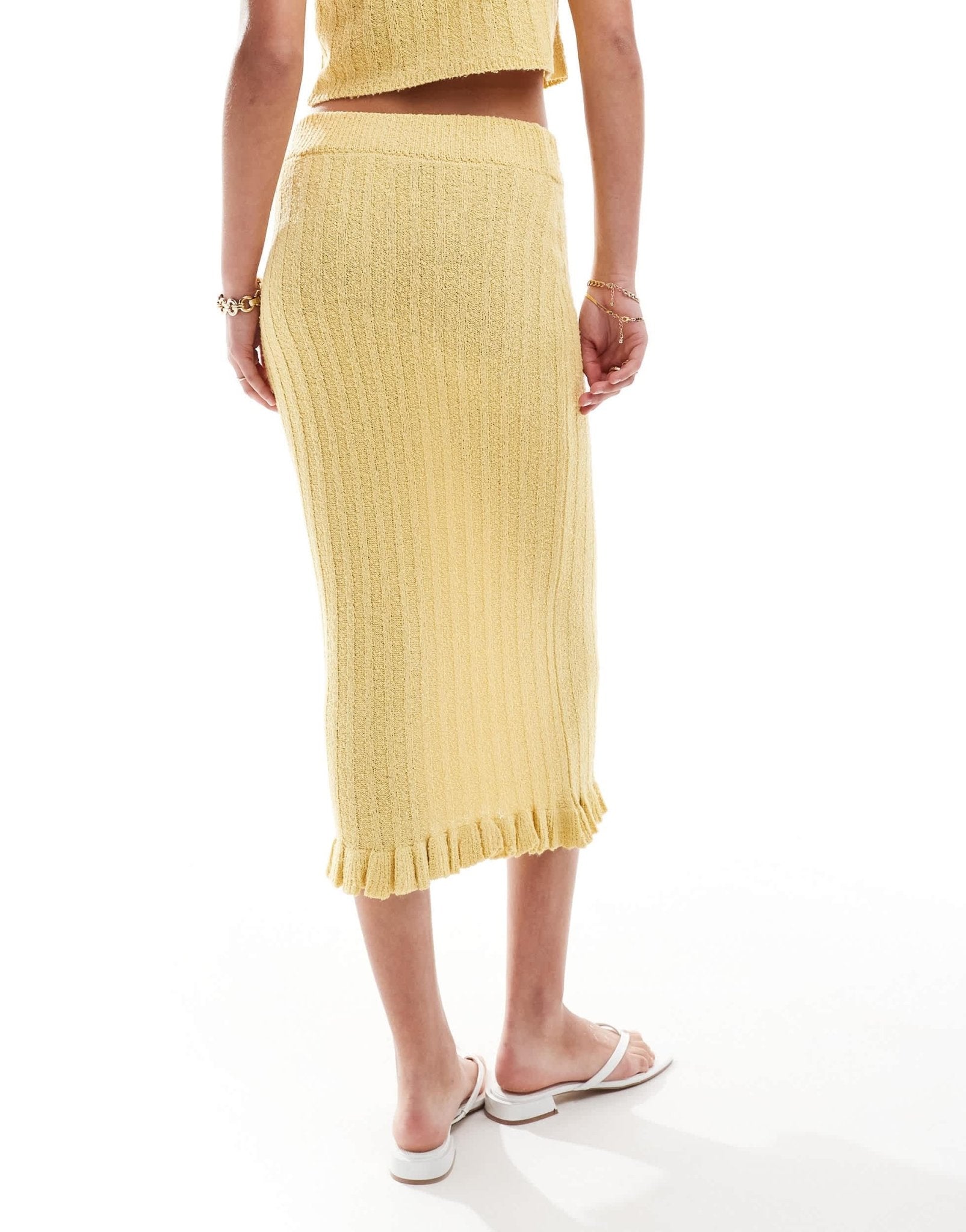ASOS DESIGN knitted midaxi skirt with frill co - ord in yellow - ASOS Sample Sale EU Store