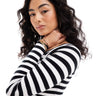 ASOS DESIGN knitted off shoulder bardot top in stripe