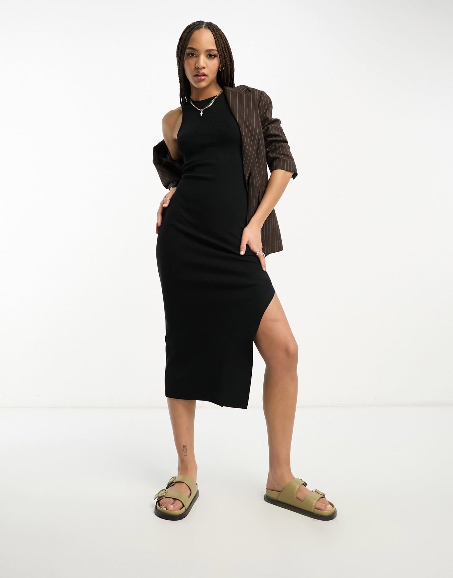ASOS DESIGN knitted racer midi dress in black - ASOS Sample Sale EU Store