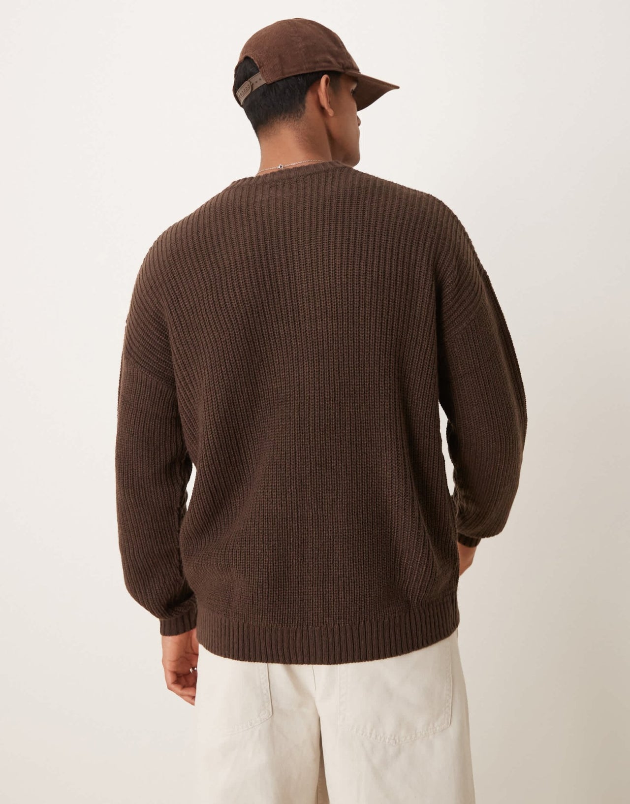 ASOS DESIGN knitted relaxed fisherman rib zip up bomber in brown - ASOS Sample Sale EU Store
