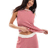 ASOS DESIGN knitted slash neck top co ord in red