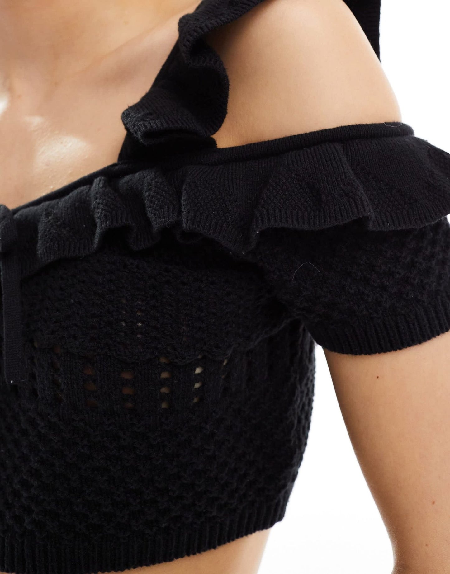 ASOS DESIGN knitted stitch cami top with tie detail co - ord in black - ASOS Sample Sale EU Store
