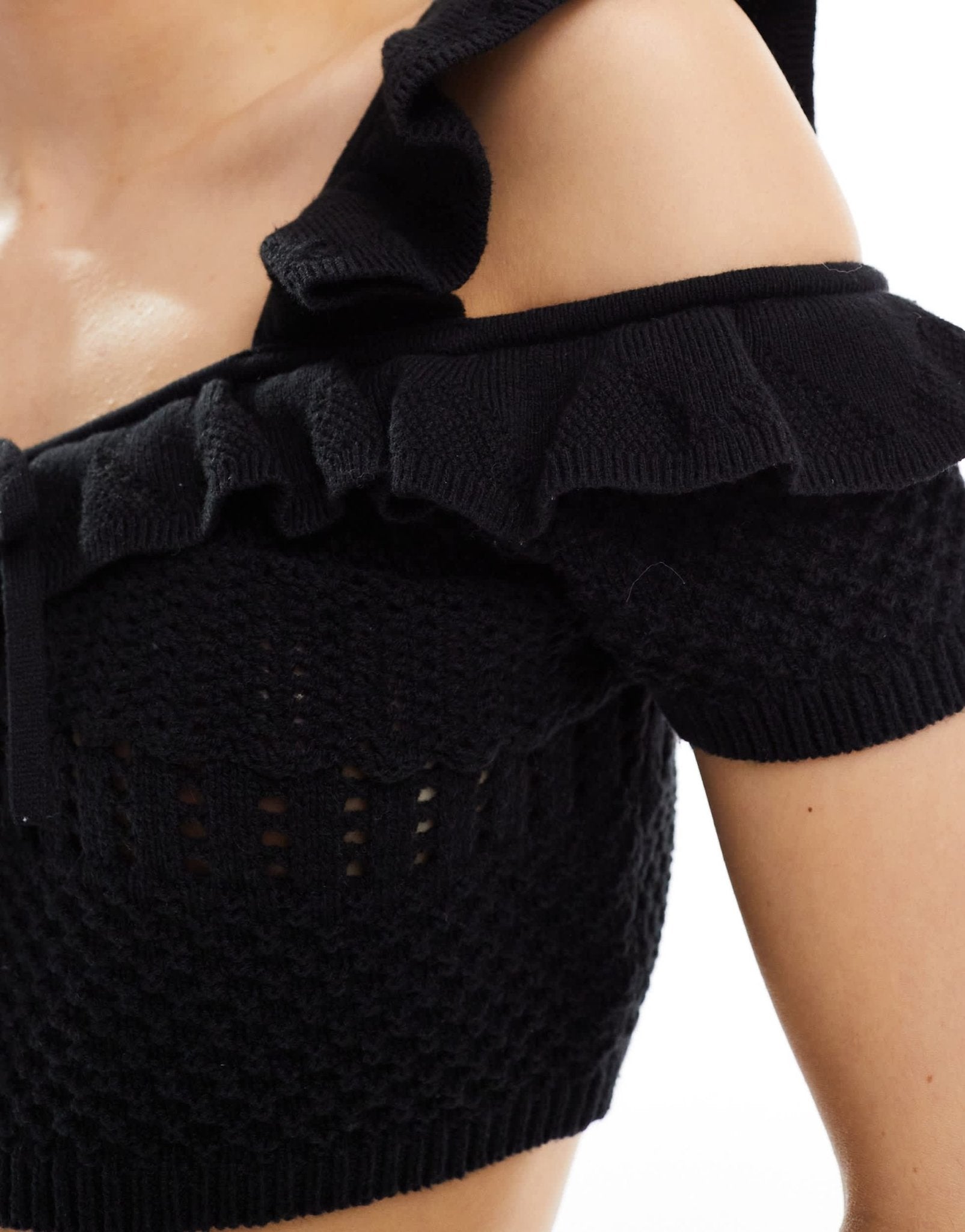 ASOS DESIGN knitted stitch cami top with tie detail co - ord in black - ASOS Sample Sale EU Store