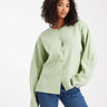 Cárdigan de punto estructurado con cuello redondo y botones dorados ASOS DESIGN en verde salvia