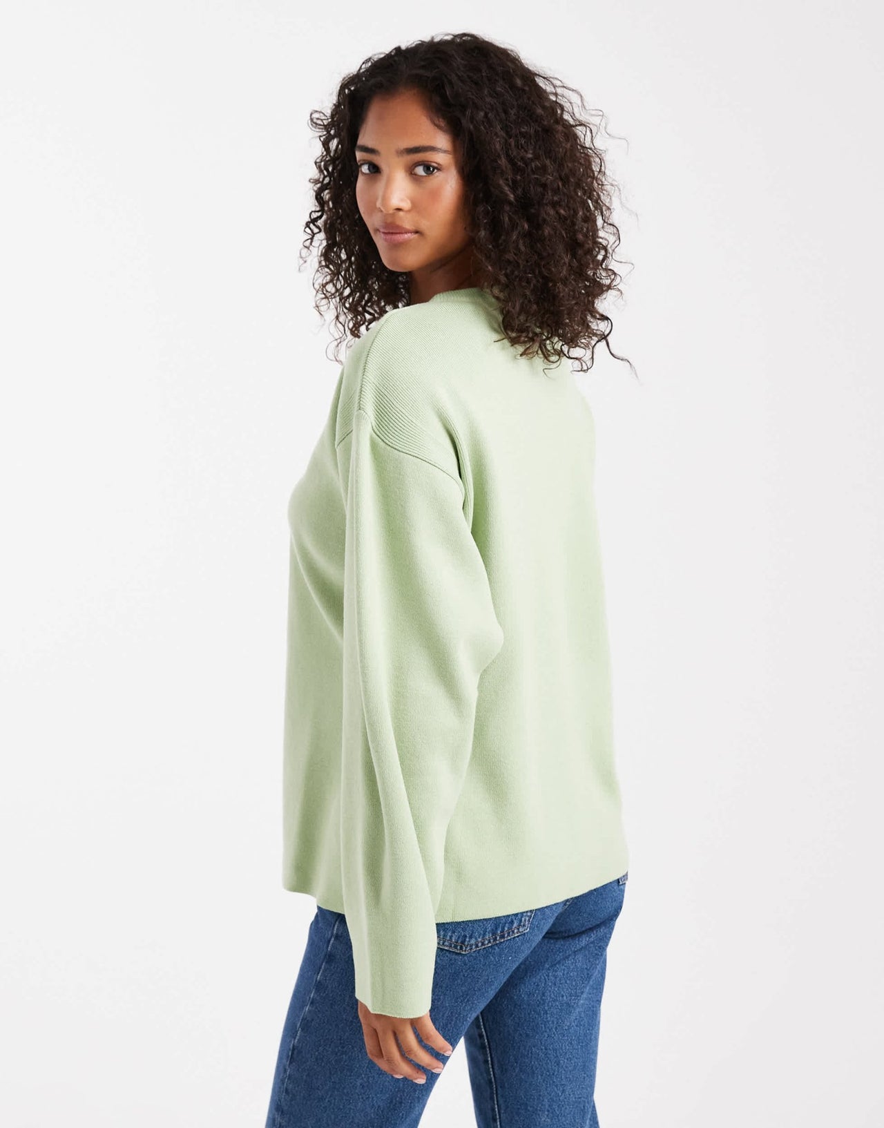 ASOS DESIGN knitted structured crew neck cardigan with gold buttons in sage green - ASOS Sample Sale EU Store