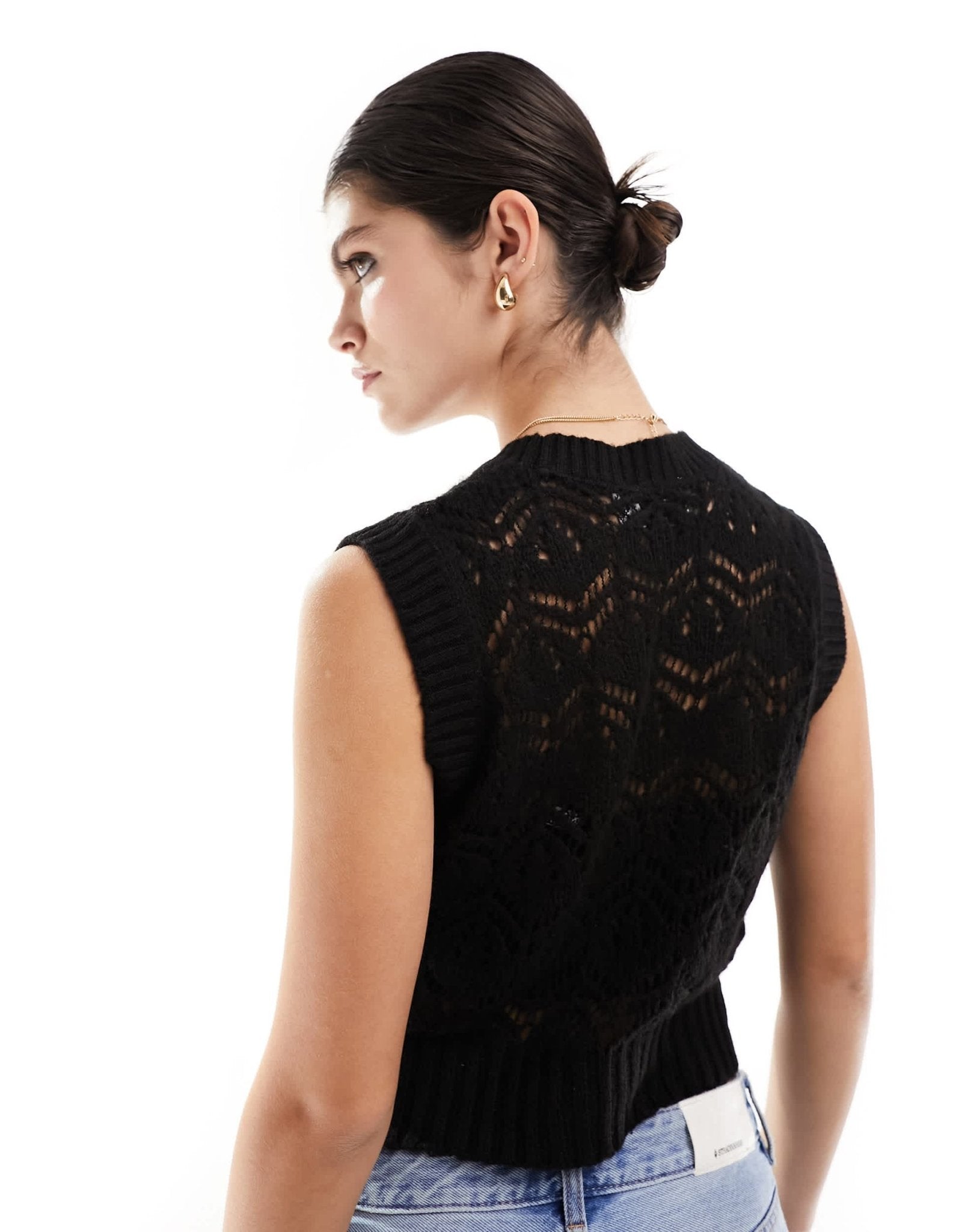 ASOS DESIGN knitted tank in open stitch in black - ASOS Sample Sale EU Store