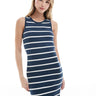 ASOS DESIGN knitted tank mini dress in navy stripe