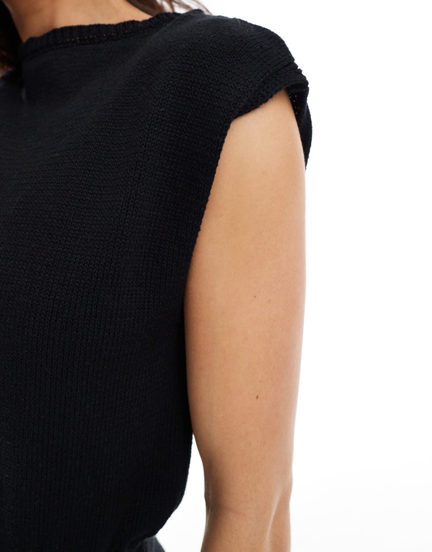 ASOS DESIGN knitted top with cinched waist in black - ASOS Sample Sale EU Store