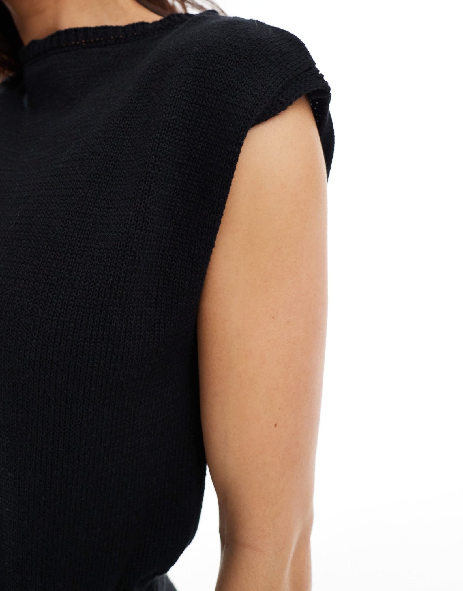 ASOS DESIGN knitted top with cinched waist in black - ASOS Sample Sale EU Store