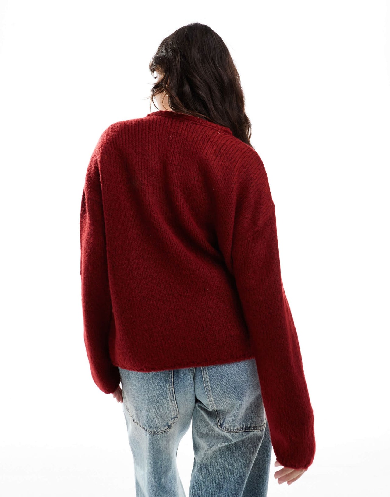 ASOS DESIGN knitted v neck jumper in burgundy - ASOS Sample Sale EU Store