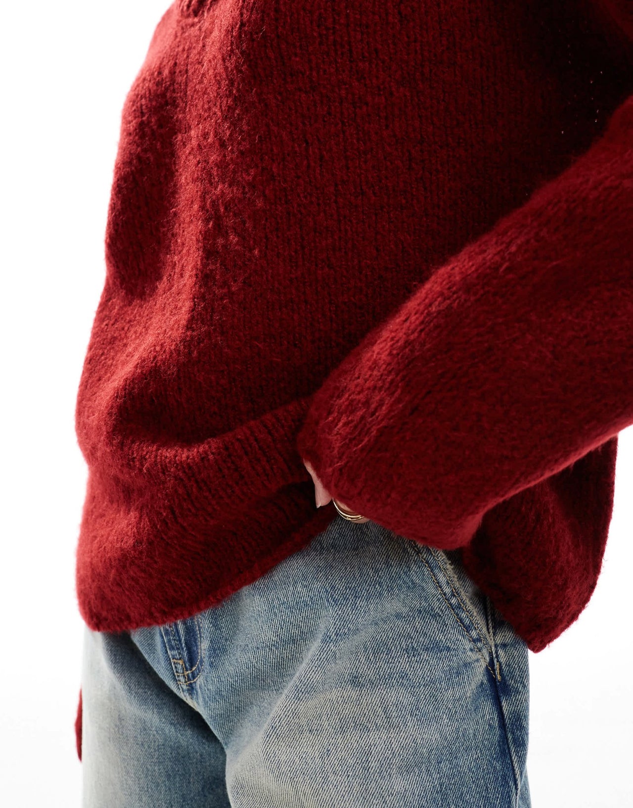 ASOS DESIGN knitted v neck jumper in burgundy - ASOS Sample Sale EU Store