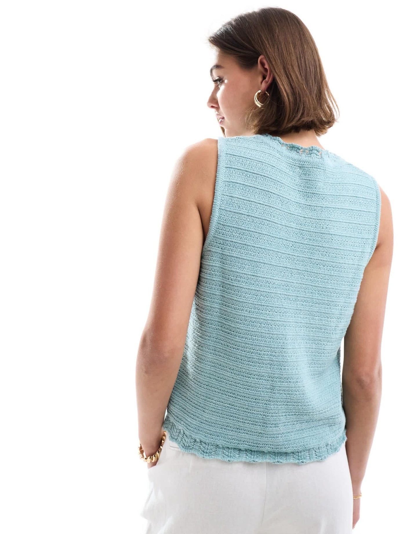 ASOS DESIGN knitted waistcoat in stitch detail in blue - ASOS Sample Sale EU Store