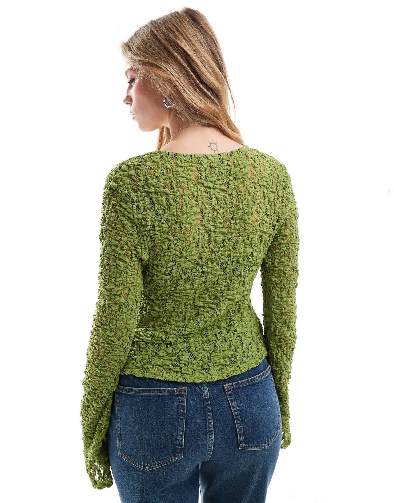 ASOS DESIGN lace tie front top in khaki - ASOS Sample Sale EU Store