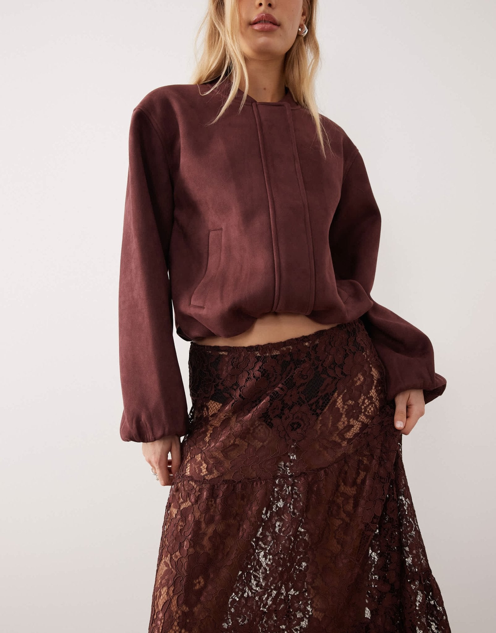 ASOS DESIGN lace tiered maxi skirt in chocolate - ASOS Sample Sale EU Store