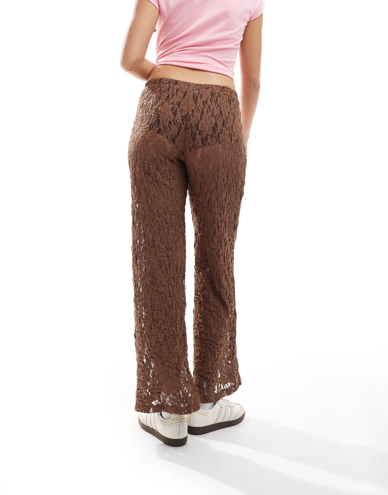 ASOS DESIGN lace wide leg trousers in brown - ASOS Sample Sale EU Store