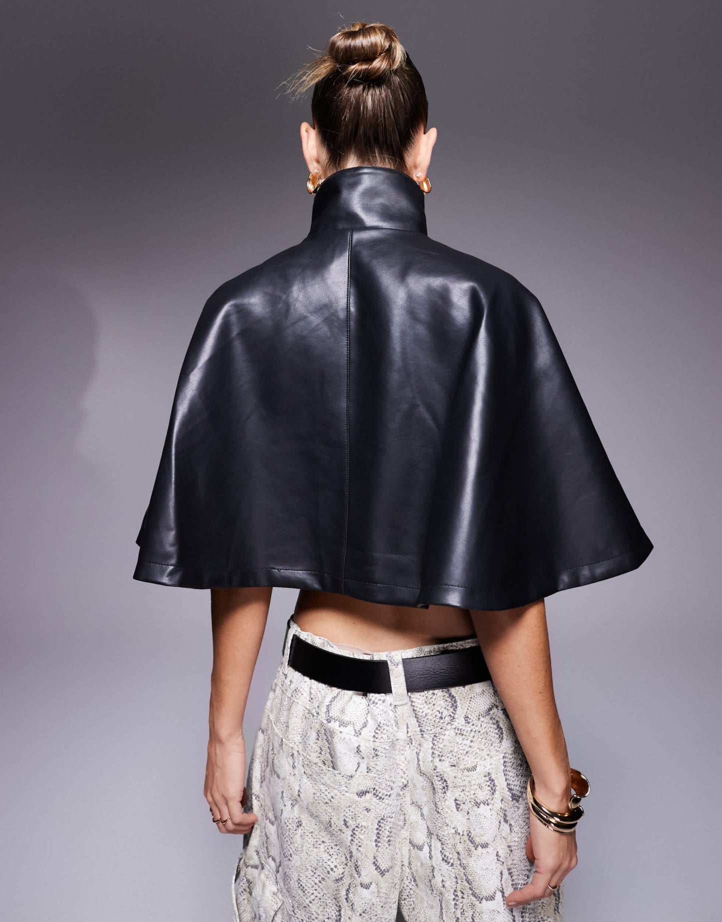 ASOS DESIGN leather look cape jacket in black - ASOS Sample Sale EU Store