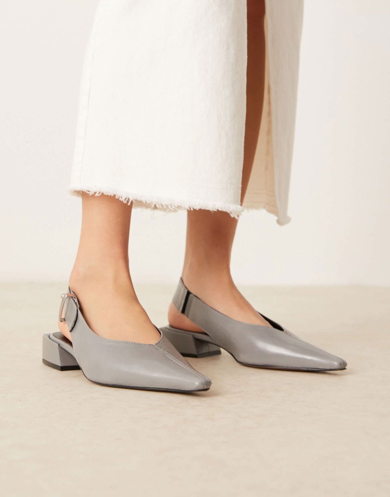 ASOS DESIGN Ledge premium leather slingback in grey - ASOS Sample Sale EU Store